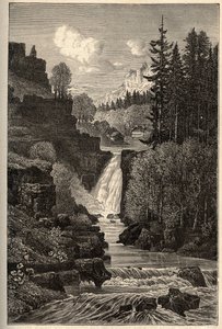 Saut du Doubs (vandfaldsfald) Franche-Comte - indgravering i "" PATRIE"" - PECTURESSE BESKRIVELSE AF FRANKRIG I 6 BINDE AF LUCIEN HUARD - slutningen af ​​det 19. århundrede af French School