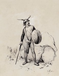 Saksisk soldat, 445 (litho) af French School