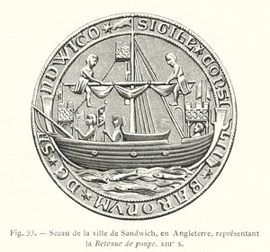 Segl fra byen Sandwich, England, forestillende Stern Retention, 13. århundrede (gravering) af French School