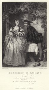 Scene fra Les Caprices de Marianne, et skuespil af Alfred de Musset af French School