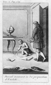 Scene fra Blaise Pascals barndom (1623-62) i begyndelsen af det 19. århundrede af French School