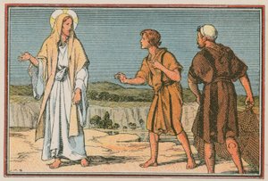 Scene fra Jesu liv (farvet indgravering) af French School