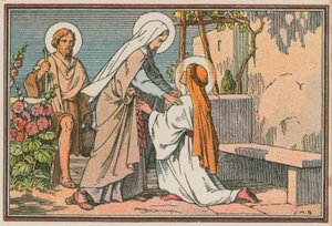 Scene fra Jesu liv (farvet indgravering) af French School
