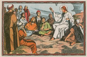 Scene fra Jesu liv (farvet indgravering) af French School