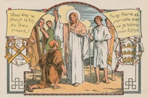 Scene fra Jesu liv (farvet indgravering) af French School