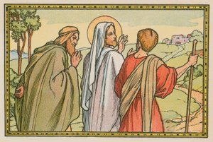 Scene fra Jesu liv (farvet indgravering) af French School