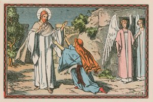 Scene fra Jesu liv (farvet indgravering) af French School