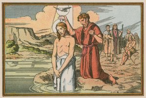 Scene fra Jesu liv (farvet indgravering) af French School