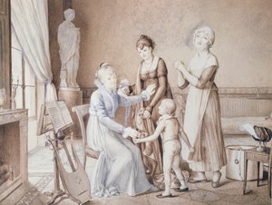Scene of Family Life, begyndelsen af det nittende århundrede af French School
