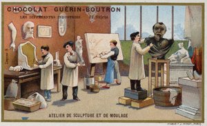 Skulptur- og støbeværksted (chromolitho) af French School