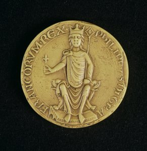 Segl fra Philippe II Auguste (1165-1223) 1198 (voks) af French School