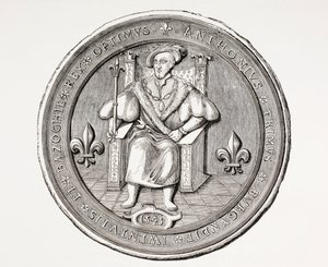 Segl fra kongen af Basoche, lederen af lauget af juridiske embedsmænd i Paris-retssystemet, fra Les Arts au Moyen Age, udgivet 1873 af French School