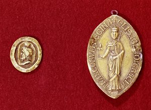 Segl tilhørende kejser Karl den Store (742-814) og dronning Isabelle af Hainaut (1170-c.1190) af French School