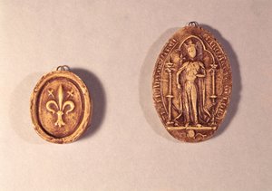 Segl fra Marguerite de Provence (1221-95) 1284 (voks) af French School