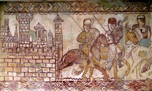 Andet korstog (1147-1149): starten på korstogene. Fresko af kapellet i Cressac af French School
