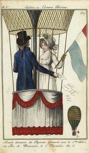 Anden ballonbestigning af Dr. Andre-Jacques Garnerin, 8. juli 1798 (håndfarvet kobberstik) af French School