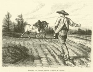 Såning, gammel metode (gravering) af French School