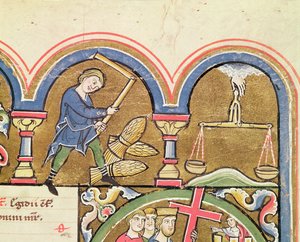 September: Tærskning af korn, fra Psalter of St. Elizabeth af French School