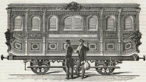 Postkontor - udvendigt billede af det mobile kontor - Gravering i "Tableau-de-Paris" af Edmond Texier 1852 af French School