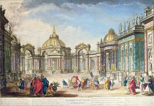 Scenografi til det ydre af Apollos Palace, udgivet i Paris, 1748 af French School