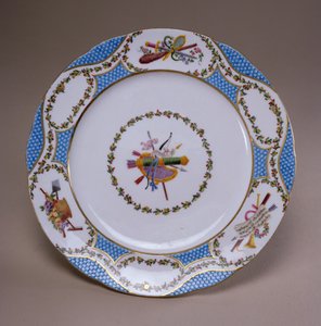 Sevres dessertservicetallerken, fra Melbourne Service, 1770 (blødt-pasta porcelæn)