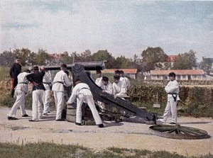 Skyd en 95 kanon fra en udkig efter sæder og plads - i "" Military Album" - fodartilleri af French School