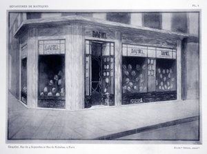 Butiksfront, plade 4, illustration fra Devantures de Boutiques af Louis-Pierre Sezille, Paris, 1927 af French School