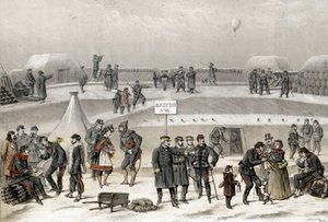 Belejring af Paris i 1870 under krigen 1870-1871. Soldaterne forbereder forsvaret af byen: man kan se en soldat i bunkeren. af French School