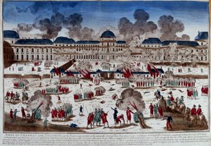 Belejring af slottet (paladset) i Tuilerierne den 10. august af French School