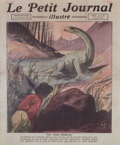 Observation af en Plesiosaurus i Patagonien, forsideillustration af Le Petit Journal, 9. april, 1922 af French School