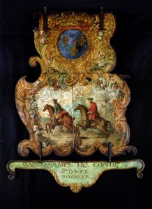 Tegn til Royal Mail of Chantilly med Conde-våbenskjoldet (malet metal) af French School
