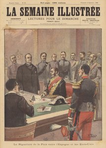 Underskrivelse af en fredsprotokol om afslutning af fjendtlighederne i den spansk-amerikanske krig, Washington DC, 12. august 1898 af French School