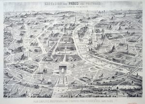 Forenklet plan for Paris uundværlig for fremmede at guide sig selv i byen. Tallerken taget fra "Ny guide for vandreren, udflugt til Paris uden bil"" Paris fra det 20. århundrede, Musee Carnavalet af French School