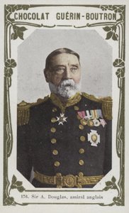 Sir A Douglas, engelsk admiral (farvet foto) af French School