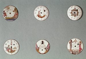 Seks lommeure dekoreret med revolutionære symboler (metal og emalje) af French School