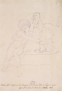 Skitse fra den store sal i Poggio a Caiano, 12. oktober 1813 af French School