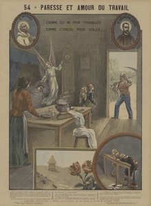 Dovendyr og flid (farve litho) af French School