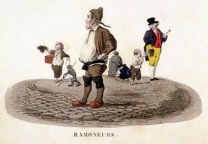 Kleine Schornsteine, die auf den Straßen schreien - Gravur von French School