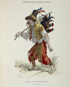 Soldateventyrer-søjle (vagabond) i det 16. århundrede - i "Paris kostume gennem århundrederne"" af French School