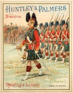 Soldater fra et højlandsregiment i parade (chromolitho) af French School