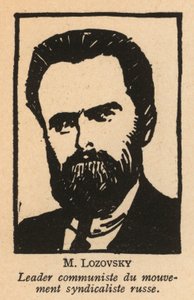 Solomon Lozovsky, russisk bolsjevikisk revolutionær og sovjetisk politiker, generalsekretær for Den Røde Internationale Arbejderunion (Profintern) (litografi) af French School