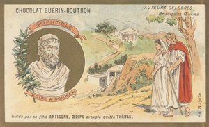 Sofokles (495 f.Kr. J-C-406 f.Kr.), græsk tragedier, forfatter til "Oedipus a Colone", stykke spillet posthumt i 401 f.Kr. af French School