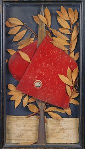 Souvenir fra Garde Nationale Parisienne, Army Section of the Bonnet Rouge, 1794 (collage) af French School