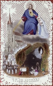 Souvenir fra pilgrimsrejsen til Lourdes, lavet til den internationale udstilling i Paris, 1867 af French School
