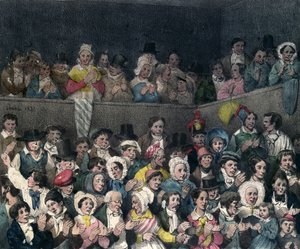 Tilskuere applauderer på teatret, graveret af Benard og Frey, 1837 af French School