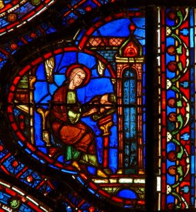 Sankt Antonius: læser i sin celle (w30b) af French School