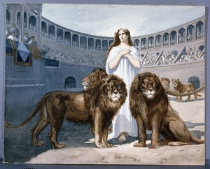 St. Blandina i arenaen med løver af French School
