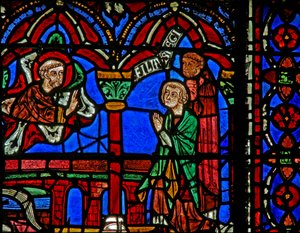 St Cheron vindue: vises ved hans grav (w15) af French School