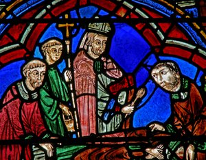 St Cheron vindue: biskop og diakoner ved hans nye grav (w15) af French School