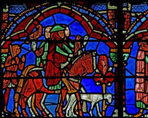St Cheron-vindue: prinsernes hest og følge (w15) af French School